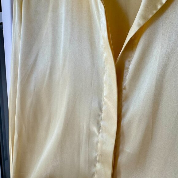 Daily Drills Silky Set Resort Button Down Long Sleeve Top Skirt Butter Yellow - Picture 10 of 14